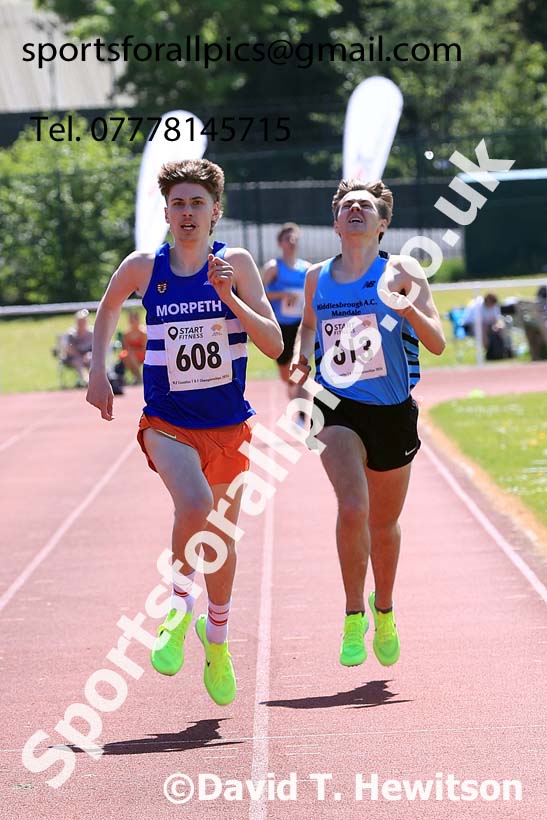 Mens Under-20s 1500 metres, 2024 North Eastern Track and Field Champs., Middlesbrough.  Photo: David T. Hewitson/Sports for All Pics